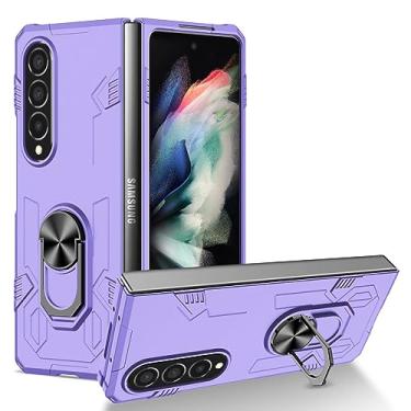 Imagem de Armor Phone Case para Samsung Galaxy Z Fold 5 4 3 2 Car Ring Holder Stand Back Cover Fold5, Purple, for Z Fold 3