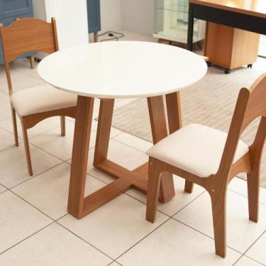 Imagem de Mesa de Jantar 90cm x 90cm Redonda com 2 Cadeiras 100% MDF - Dalla Cos
