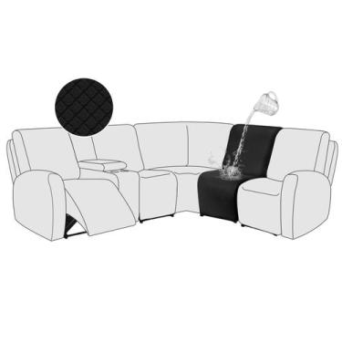 Imagem de Capa de sofá reclinável secional ALIECOM impermeável preta