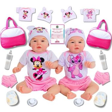 Imagem de Bebê Reborn Boneca Realista Mary Gêmeos Minnie E Angel com Bolsa - ADO