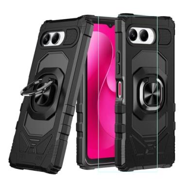 Imagem de Capa para celular Revvl 8 com protetor de tela, capa Tmobile Revvl 8 5G suporte magnético embutido, proteção de nível militar de camada dupla, capa de canto resistente à prova de choque para T-mobile