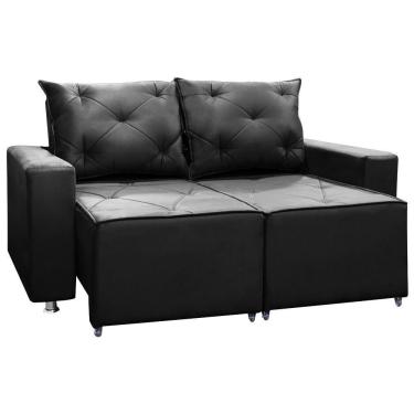 Imagem de Sofá Retrátil E Reclinável 2 Lugares Bariloche 1.50cm C/ Molas - Veludo Preto