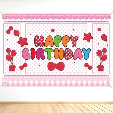 Imagem de Fundo de Desenho Animado Rosa, 150x100 cm Decoração Fundo Banner Kawaii Cenário Banner Festa com Tema Animais Tema Laço Doce para Chá Bebê