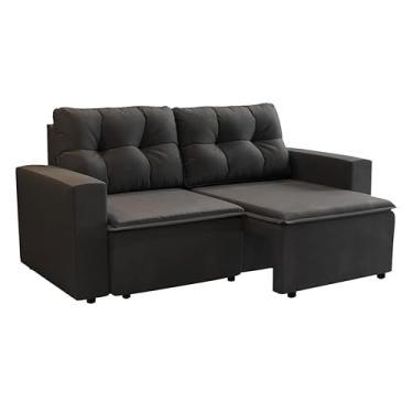 Imagem de Sofá 3 Lugares Retrátil Amsterdã I Suede Preto 180 cm