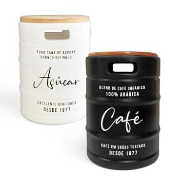 Imagem de Kit de Bancos Barris de Café e Açúcar com Tampo de Madeira – Decoração Criativa e Funcional para Cozinha ou Sala