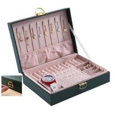 Imagem de Porta Joias Brinco Anel Pulseira Relogio Cordao Acessorio Caixa Estojo Penteadeira Mesa Gaveta Bancada Organizaçao