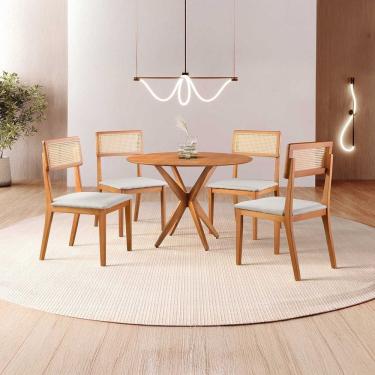 Imagem de Conjunto de Sala de Jantar Mesa 100 Cm com 4 Cadeiras Ava Cinza