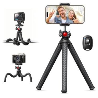 Imagem de Coolpow Tripé para telemóvel, 3 em 1 portátil e flexível tripé móvel controlo remoto sem fios iphone Tripod Stand para vídeo Recording Vlogging Selfie com iPhone Android Gopro câmara digital pequena