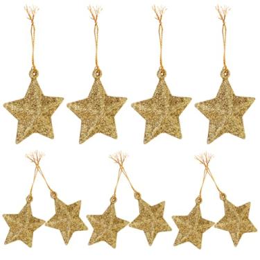 Imagem de VICASKY 24 peças de pingentes de árvore de Natal com estrela de cinco pontas, enfeites de pendurar com glitter para decoração de férias, tema de Natal, decorações de festa para criar atmosfera festiva