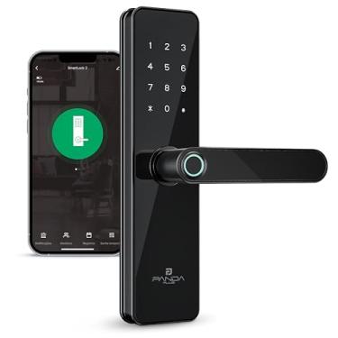 Imagem de Fechadura Digital Biométrica Wifi Inteligente AMG-F01 Alumínio Preto Mortise 50x50 Teclado Touch Senha Cartão Tag Biometria App Tuya PandaPlus Alexa Google Assistente Residencial Comercial