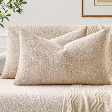 Imagem de EMEMA Pacote com 2, 30,5 x 50,8 cm, capas de almofada texturizadas com detalhe macio e aconchegante, fronhas decorativas de aveia para sofá, cadeira, quarto, sala de estar, decoração de casa