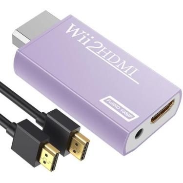 Imagem de Adaptador conversor Wii para HDMI GANA 1080p com cabo HDMI roxo
