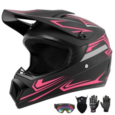 Imagem de TIANDU Capacetes De Motocross Para Motociclistas Adultos (Óculos, Luvas E Máscara Facial), Conjunto Com 4 Peças, Capacete Completo Motocicletas, Montanha Off-Road, Quadriciclo Aprovado Pela Dot