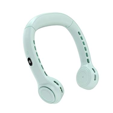 Imagem de WYUYIWH Ventilador de pescoço portátil sem lâmina, ajustável com 4 velocidades, ventilador usável recarregável por USB, fácil de transportar, para interior e exterior, D (A)