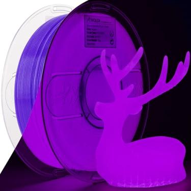 Imagem de AMOLEN Filamento de impressora PLA 3D, filamento PLA roxo que brilha no escuro de 1,75 mm para impressão 3D, melhor com lâmpadas UV, carretel de 1 kg (1 kg), precisão dimensional +/- 0,02 mm, serve na