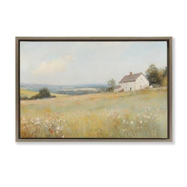 Imagem de Stupell Industries Little House Prairie Landscape Black Framed Floater Canvas Wall Art, design by Petal Prints Design, 21 x 31