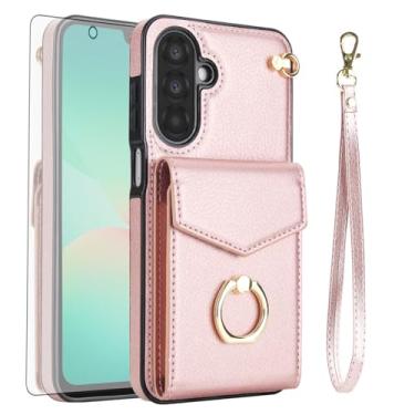 Imagem de Asuwish Capa de telefone para Samsung Galaxy A17/A26 5G capa carteira com protetor de tela de vidro temperado e anel de bloqueio RFID suporte suporte para cartão de crédito celular de couro A 17 26