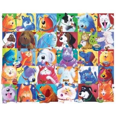Imagem de Crown Point Graphics Cat Dog Convention Puzzle, 300 Soft Touch EZ to Hold Pieces with Bonus Poster, Fun Animal Jigsaw Pet Portrait Puzzles