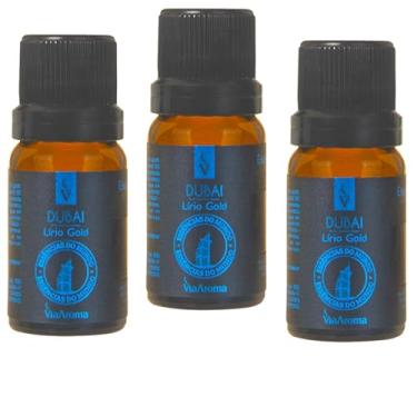 Imagem de Kit 3 Essência Dubai Linha Mundo 10ml Via Aroma, Lírio Gold
