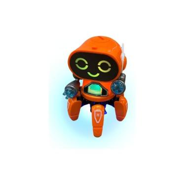 Imagem de Robô Dançarino Herói com Luz e Som, Brinquedo Interativo, Vermelho, Amarelo e Preto, Plástico, 20x10x8cm, Funciona com Pilhas, para Crianças Acima de 3 Anos