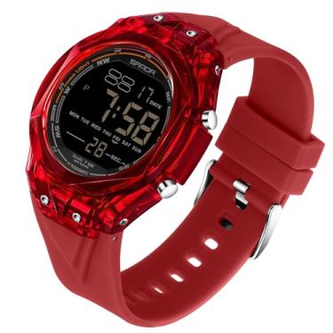 Imagem de TICKEEN Relógio masculino esportivo, digital, à prova d'água, com alarmes/contagem regressiva/cronômetro/12 e 24h/tempo duplo/luz/campainha de hora em hora/relógio de pulso multifuncional militar