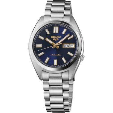 Imagem de SEIKO 5 Relógio masculino esportivo automático com caixa de aço inoxidável e ponteiros luminosos - relógios de pulso elegantes, azul