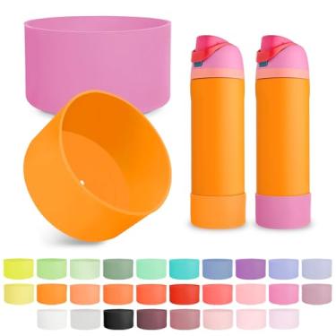 Imagem de Kaitiaki 2 peças de bota de silicone para garrafa de água FreeSip Owala 680 g, capa inferior antiderrapante resistente a arranhões, acessórios de garrafas esportivas protetoras, livre de BPA (laranja