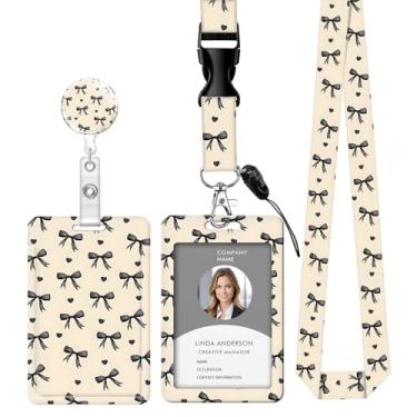 Imagem de Cordão retrátil para crachá de identificação com clipe e chaveiro, ajustável, bonito carretel de separação, durável, perfeito para mulheres enfermeiras, professoras, trabalhadoras de escritório