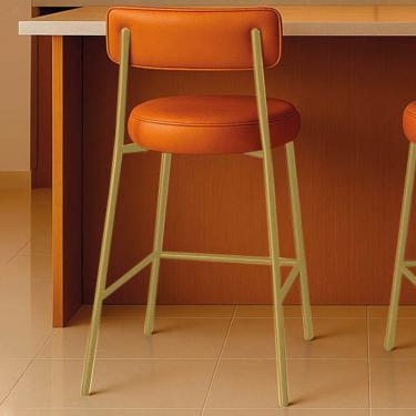 Imagem de Banqueta Cozinha Média com Encosto Industrial Dourado Londres PU Whisky D03 - D'Rossi