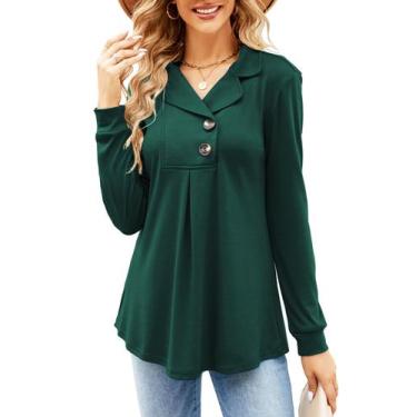 Imagem de Túnica feminina Newchoice, modelagem folgada, manga comprida, verde es