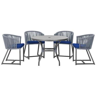 Imagem de Mesa Com 4 Cadeiras E Noronha Estofado 10 Trama  Prata