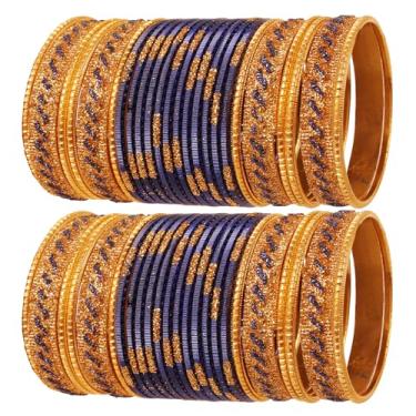 Imagem de Touchstone Pulseira feminina indiana de Bollywood glamourosa para melhorar o pulso, brilhos dourados, texturizados, texturizados, joias de designer de cores. Conjunto de 122 cm dourado para mulheres.,