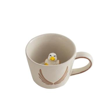 Imagem de DIHOclub Caneca de café de cerâmica 3D Wild Animal Inside 340 g (águia cinza)