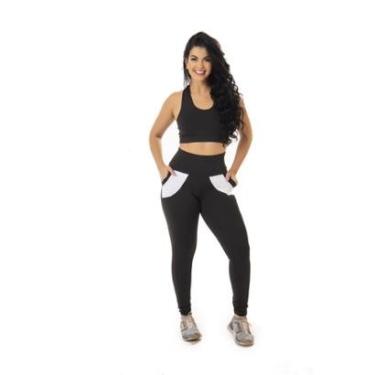 Imagem de Calça Legging Suplex Básica Moda Fitness Esportiva Cintura Alta Yoga Cor:;Tamanho:M-Feminino