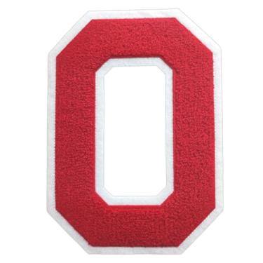 Imagem de 1 peça de patch vermelho de 16,5 cm de ferro em chenille com borda branca – Remendos do alfabeto para roupas, jaquetas, mochilas, chapéus para decoração personalizada, nome personalizado e artesanato