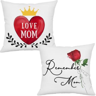 Imagem de Conjunto de 2 capas de almofada para o dia das mães, 45,7 x 45,7 cm, capas de almofada decorativas impressas frente e verso, capas de almofada sentimental para decoração de casa de sofá, presente