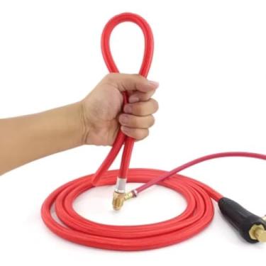 Imagem de 4M/6M WP26 Conexão Rápida TIG Tocha de Soldagem Gas-Elétrica Integrada Mangueira de Borracha Vermelha Fios 35-50 Euro Conector QIANGHAN (WP26P, 4m)