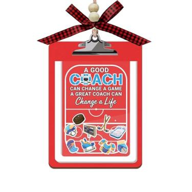 Imagem de Ornamento de agitação do treinador de hóquei no gelo - Prancheta esportiva 3 camadas de madeira e acrílico para presente - Um bom treinador pode mudar um enfeite de jogo - Presente de agradecimento