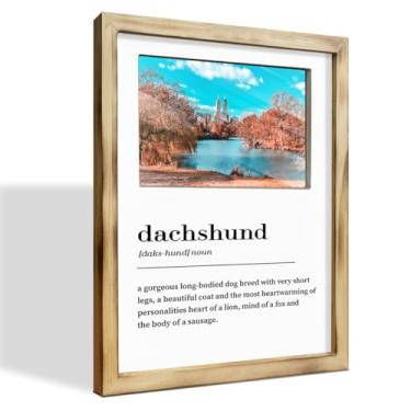 Imagem de WKYAER Presente de foto Dachshund, porta-retratos 20 x 25, molduras rústicas para decoração de escritório em casa, família, exibição de mesa, presentes para amantes de dachshund para mulheres e homens