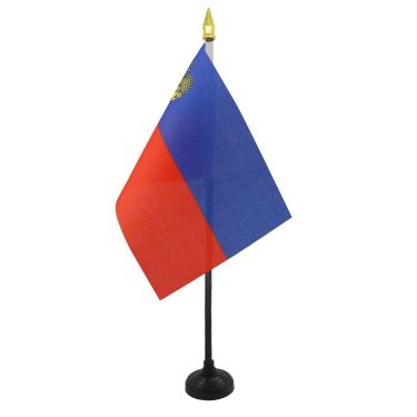 Imagem de AZ FLAG - Bandeira de mesa Liechtenstein 10 cm x 15 cm - Mini bandeira de mesa Landtag 100% poliéster 15 x 10 cm - Banner de escritório com mastro de 25 cm - Lança dourada