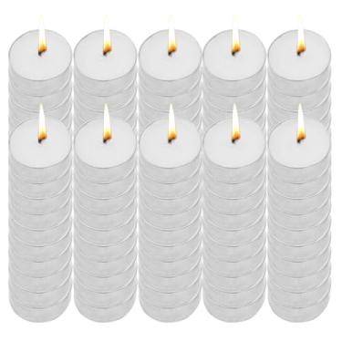 Imagem de Rrlihjgu Velas de luz de chá branco sem cheiro - Velas redondas à noite Tealight,Pequenas velas de parafina Tealight para casa, piscina, Shabat, jantar e suprimentos de casamento
