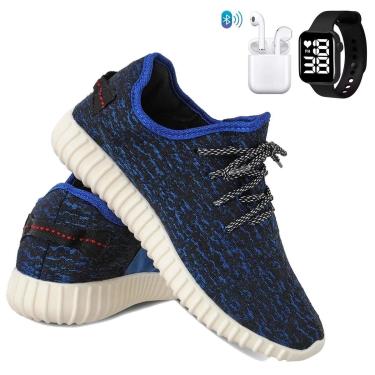 Imagem de Kit Tênis Para Corrida Academia Masculino Super Leve e Macio com Fone e Relógio-Masculino