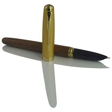 Imagem de Jinhao Caneta-tinteiro de madeira 85, canetas naturais antigas de madeira de nogueira, ponta fina com conversor de tinta recarregável, conjunto de caixa de presente de coleção feita à mão