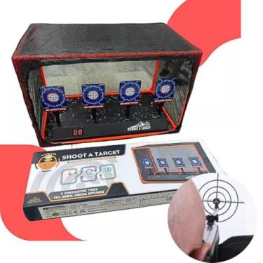 Imagem de Alvo Eletrônico Automático com 4 Alvos, Display LCD, Efeitos Sonoros e Luzes, Jogo de Tiro ao Alvo para Crianças e Adultos, Contagem de Pontos e Temporizador