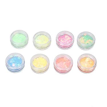 Imagem de Lantejoulas para arte em unhas, flocos de glitter em pó, 8 caixas, holográfico, multicolorido, faça você mesmo, kit de decoração para salão de beleza, uso doméstico
