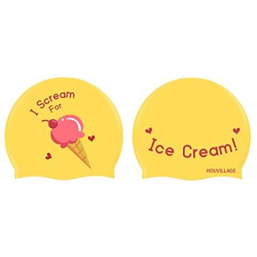 Imagem de QIVANLIFE — Boné de natação infantil à prova d'água de silicone divertido para meninos e meninas, chapéu de natação para crianças, bebês, 2 a 10 anos de idade com cabelo longo ou curto, Amarelo