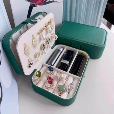 Imagem de Caixa de joias organizadora de joias de viagem, caixa de joias para mulheres, organizadores de brincos e armazenamento para brincos, anéis, colares, pulseiras, presentes de Natal para mulheres
