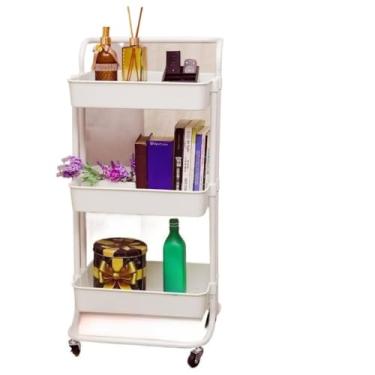 Imagem de Carrinho Organizador Multiuso 3 Prateleiras com Rodinhas – Ideal para Manicure, Banheiro e Lavanderia (Branco C/Alça)