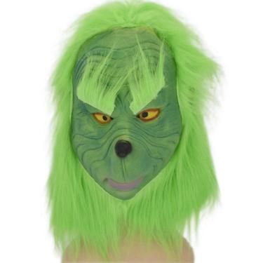 Imagem de Máscara Grinchs Headgear Party Full Face com látex de cabelo verde