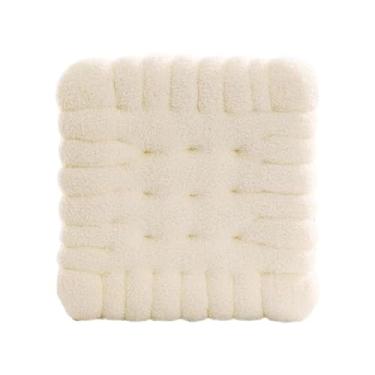 Imagem de Generic Almofada decorativa em formato de biscoito, macia, simples, para chão ou cadeira, ideal para, escritório, ou sala de estar, Quadrado Bege E Branco